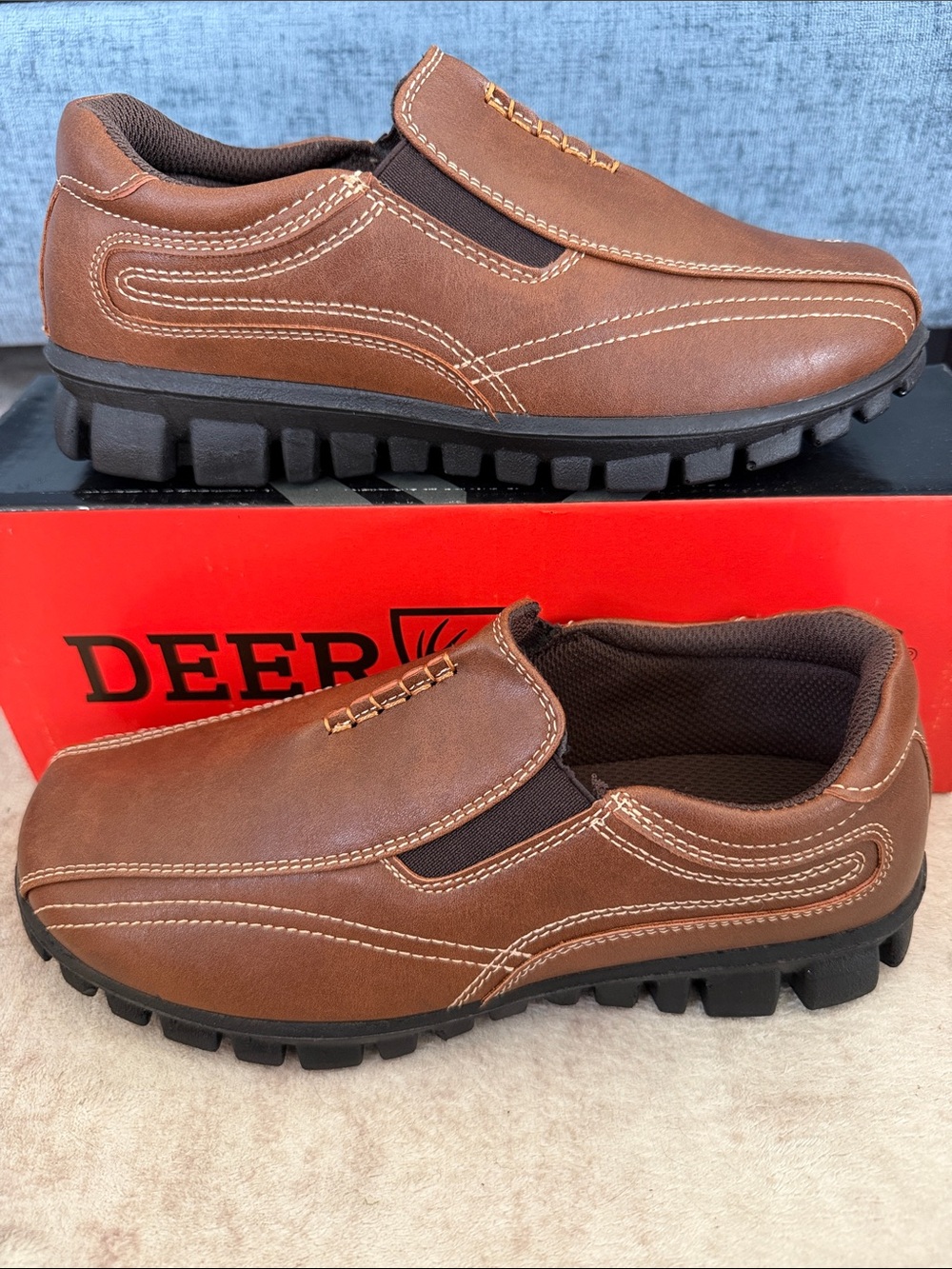 Deer Stags Stadium Brown Slip-On Casual Trek Sneakers